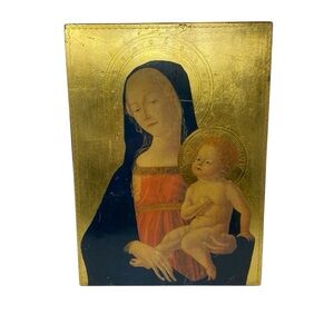 Vintage Madonna and‎ Child 10.5” x 14.5” Wood Picture Made in Italy